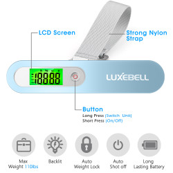 Luxebell Digital Luggage Scale Gift for Traveler Suitcase Handheld Weight Scale 110lbs Blue